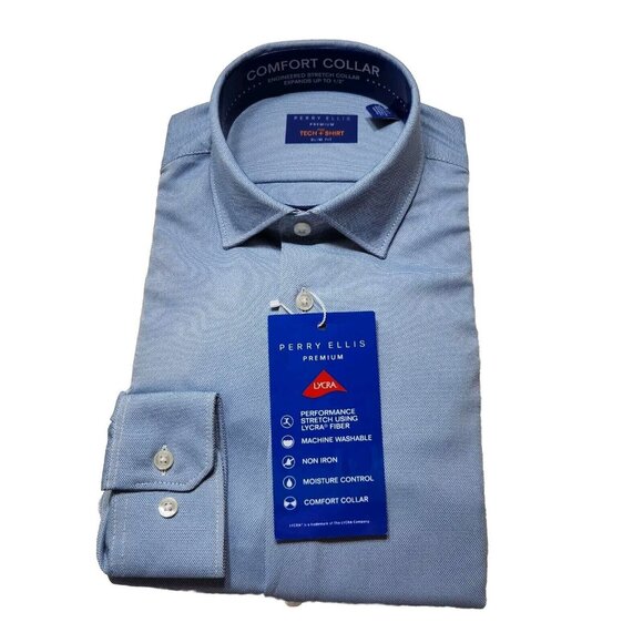 perry ellis slim fit non iron tech dress shirt Slim Fit Smart Dress Shirt – Perry Ellis main image 1